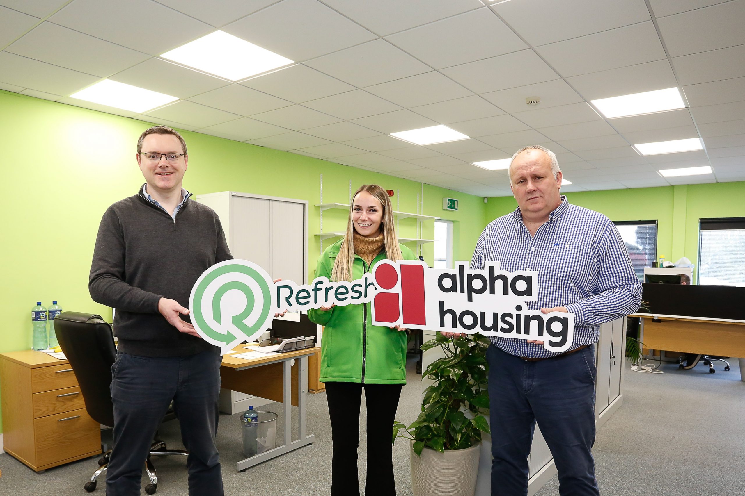 Cameron Watt, Chief Executive of Alpha Housing, Zara Burns, Marketing Officer at Refresh NI and Bill Cherry, Managing Director at Refresh NI.