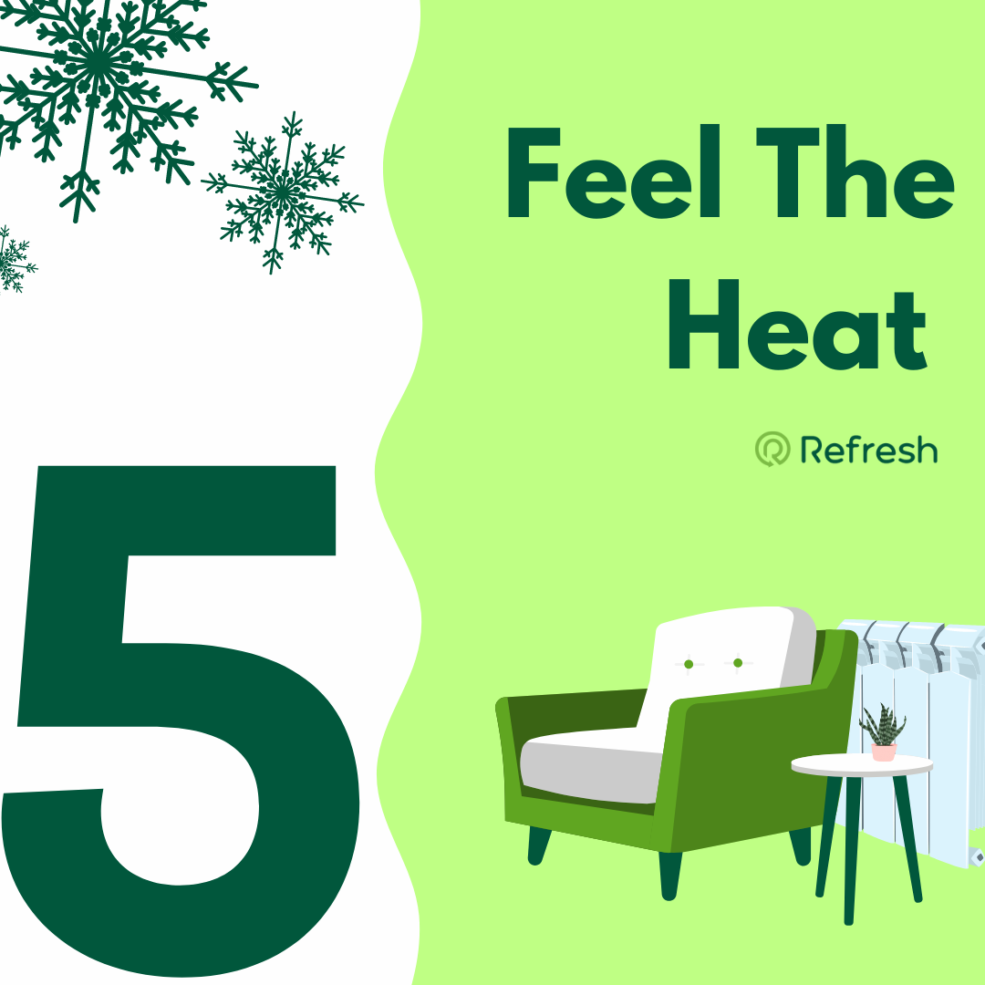 Tip number 5 - Feel the heat with graphic of arm chair and side table blocking radiator.