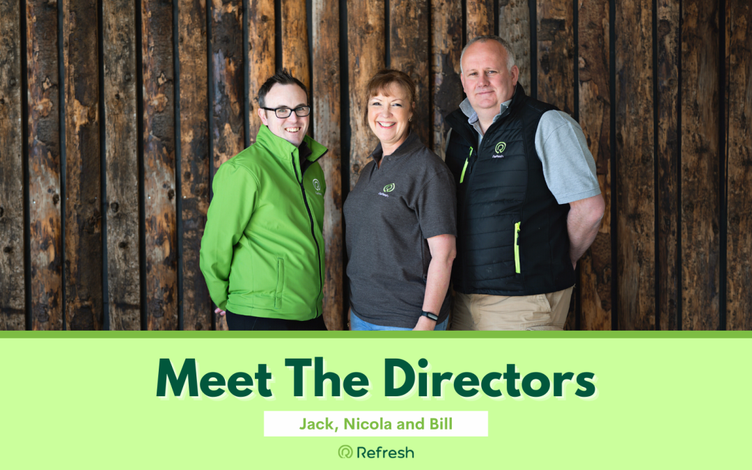 Image of Jack, Nicola, and Bill with text ''Meet The Directors Jack, Nicola, and Bill''